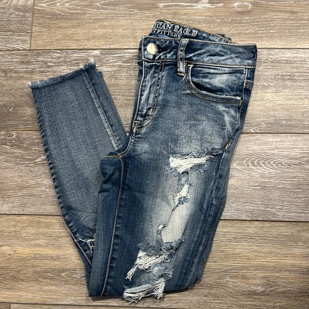 American Eagle Outfitters Blue Ankle Cropped Jeans